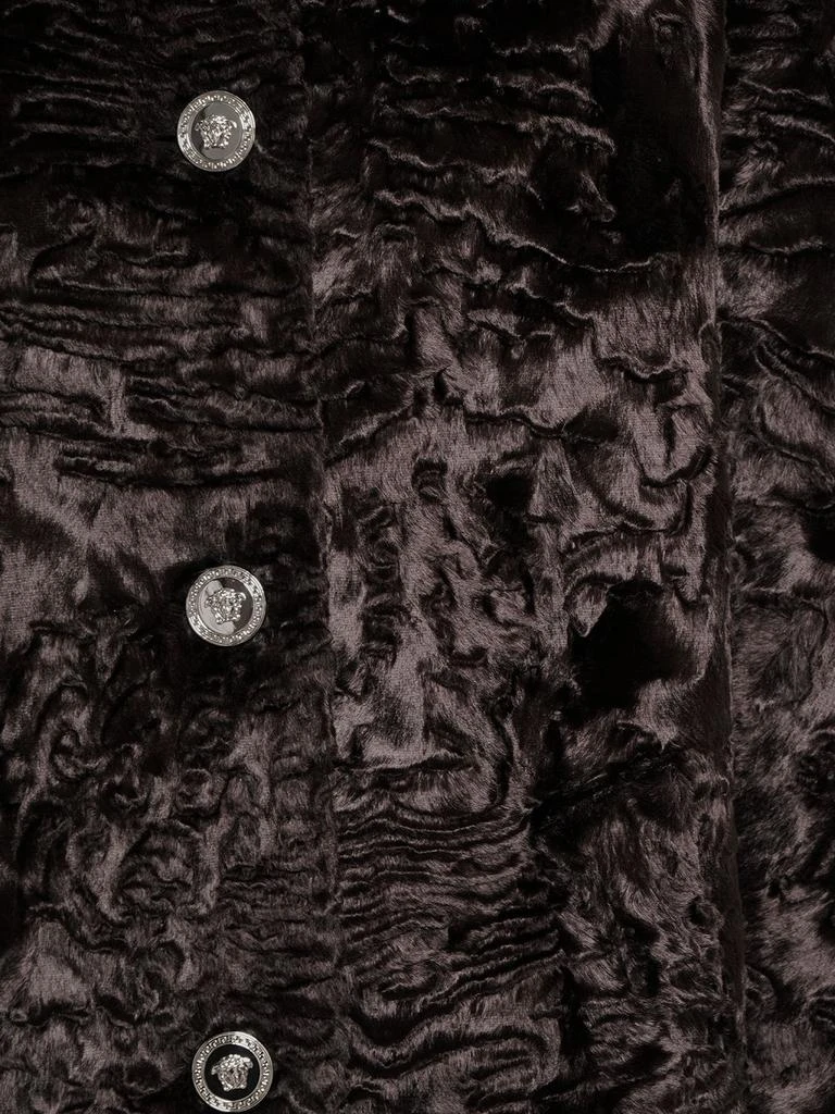 Versace Astrakan Faux Fur Logo Detail Coat 3