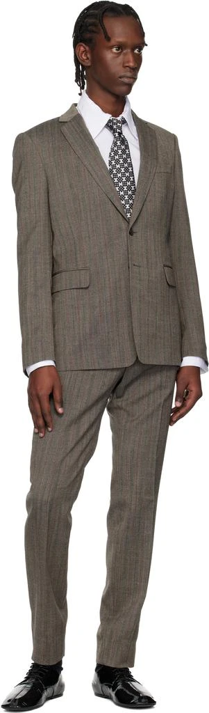 Dries Van Noten Black 
Gray Printed Silk Tie 3