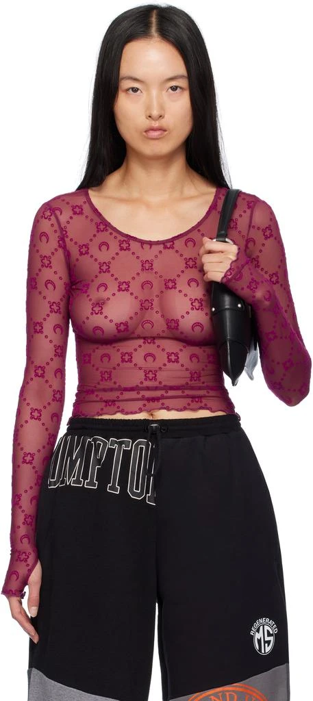 MARINE SERRE Purple Moonogram Second Skin Cropped T-shirt 1