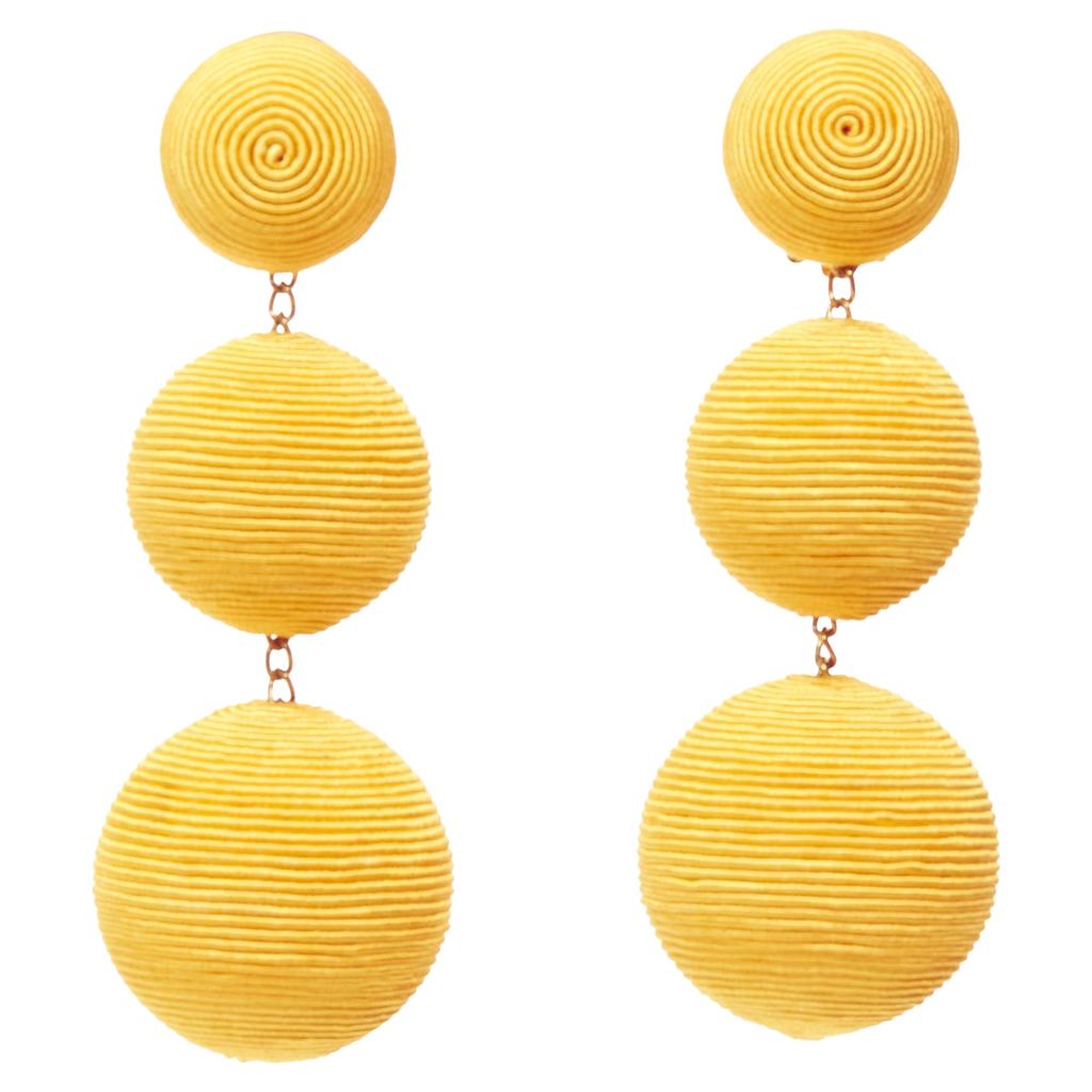 Rebecca Golden Yellow Balls Trio Droplets Clip On Earrings
