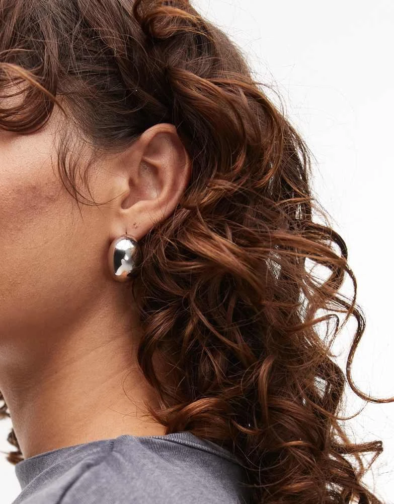 Topshop Topshop Sammy waterproof stainless steel dome earrings in silver tone 3