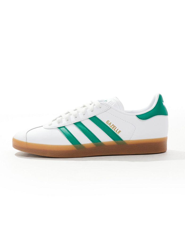 adidas Originals Gazelle trainers in white and green WHITE UK 6