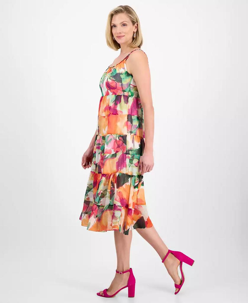 Robbie Bee Petite Printed Sleeveless Tiered Midi Dress