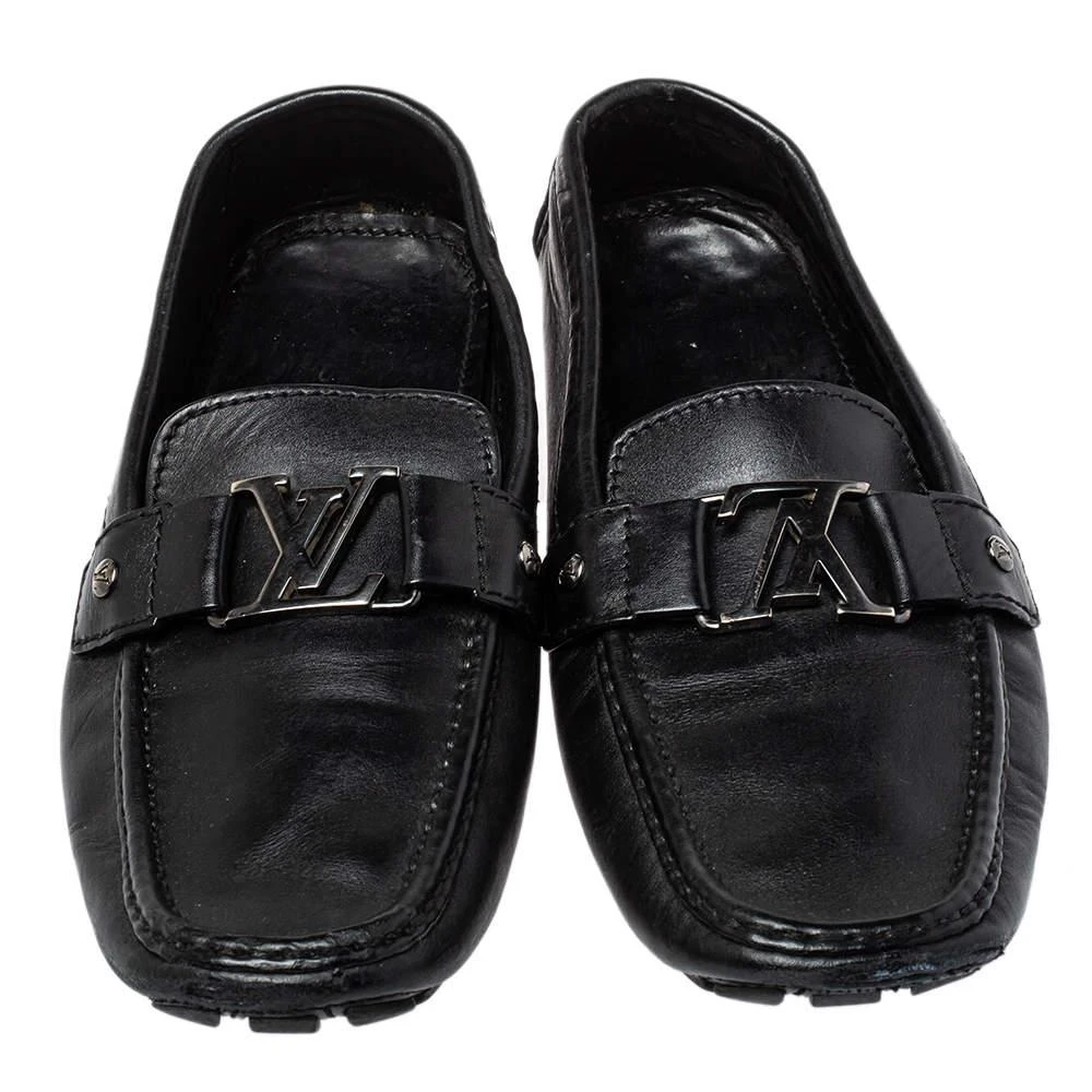 Louis Vuitton Louis Vuitton Black Leather Monte Carlo Slip on Loafer Size 44 3