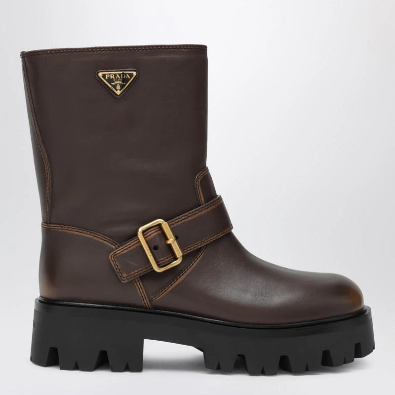Prada Cocoa-colored leather ankle boots 1