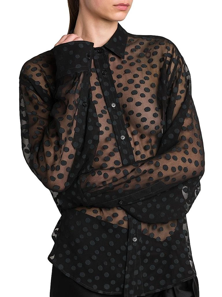 Stella McCartney Dots Sheer Crepon Button-Front Shirt 6