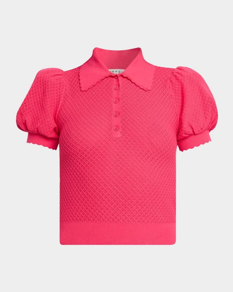 Alice + Olivia Ramona Pointelle Knit Polo