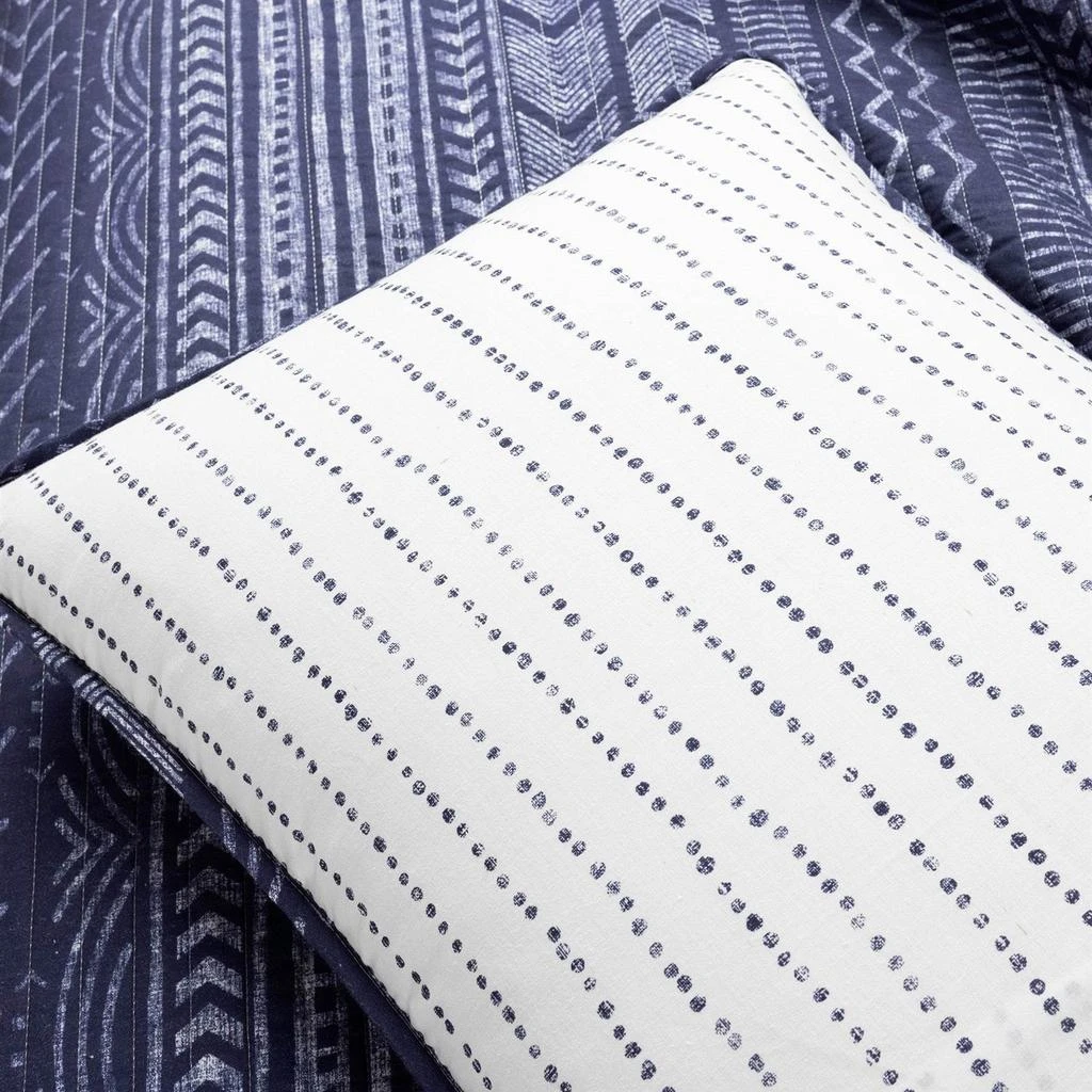 Hivvago Scandinavian Chevron Navy Blue White Reversible Cotton Quilt Set 4