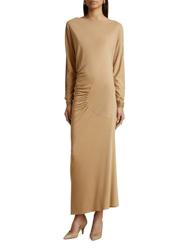 Khaite Oron Gathered Long-Sleeve Dress 3