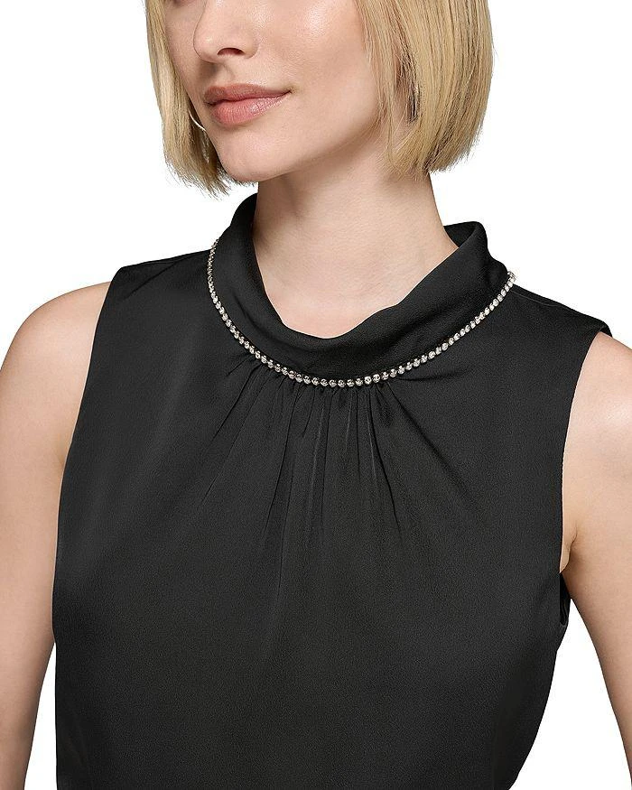Karl Lagerfeld Paris Satin Crepe Mock Neck Midi Dress 5