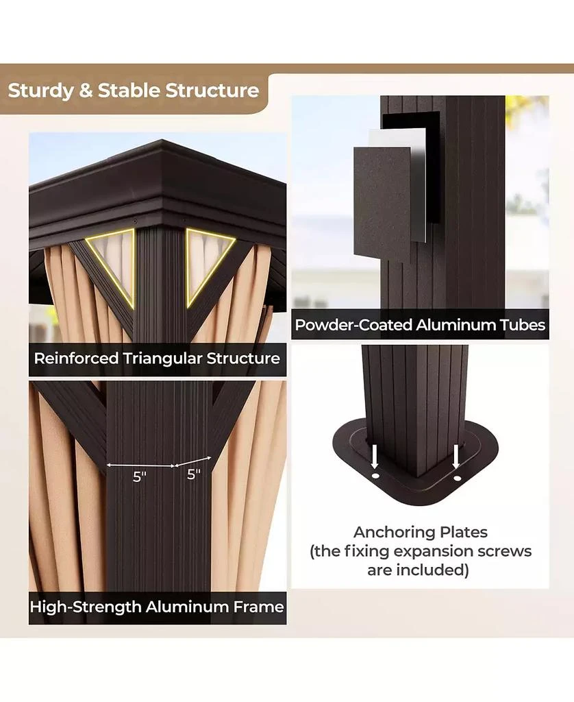 GIVIMO 12
 x 16
 Double-Roof Hardtop Gazebo with Galvanized Steel Roof 6