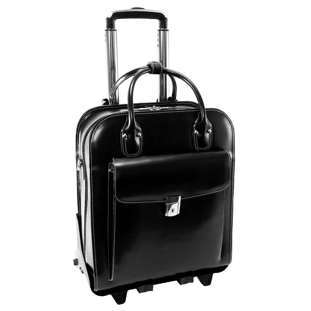 McKleinUSA McKlein 96495 La Grange 96495- Black Leather Vertical Detachable-Wheeled Ladies Briefcase