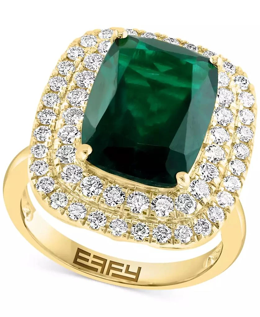 Effy EFFY® Lab Grown Emerald (4-7/8 ct. t.w.) 
Lab Grown Diamond (1-1/10 ct. t.w.) Double Halo Ring in 14k Gold 1