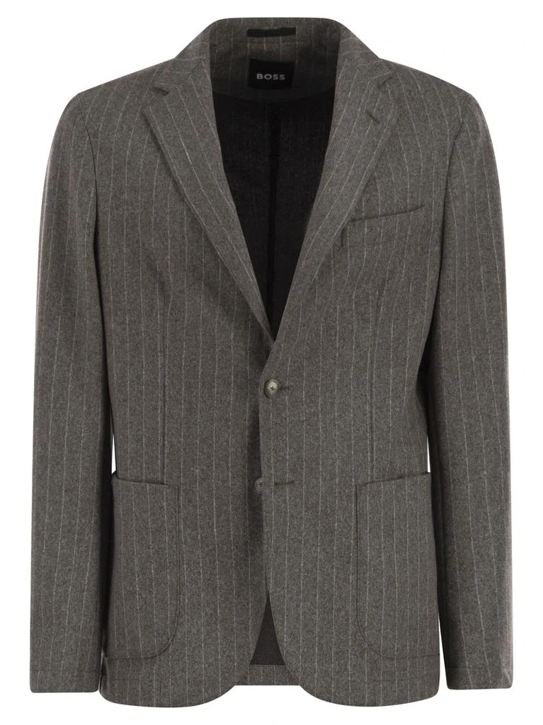 Hugo Boss Slim-Fit Blazer In Stretch Striped Flannel