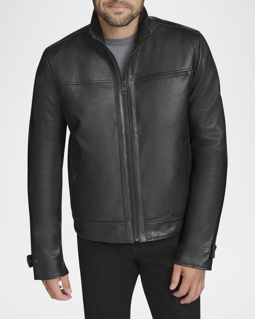 Andrew Marc Men's Leather Jacket with Removable Faux Fur Lining