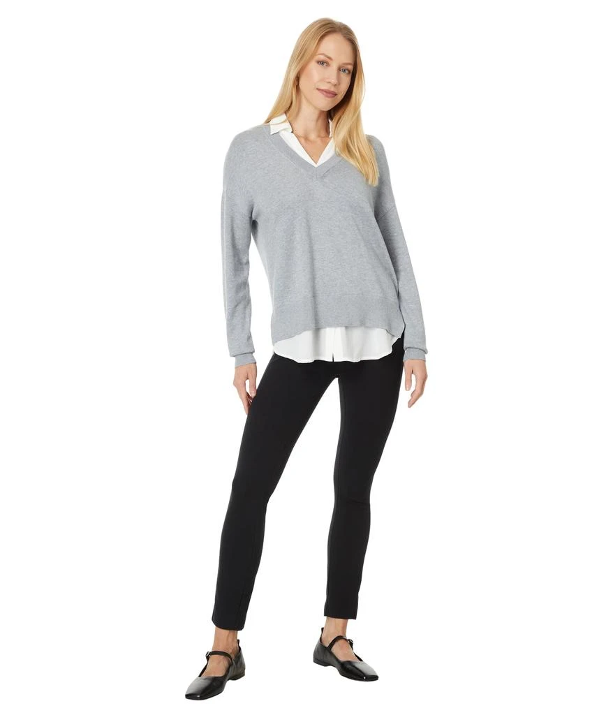 Elliott Lauren Modal Knits - Double layer V-neck sweater with shirting 4