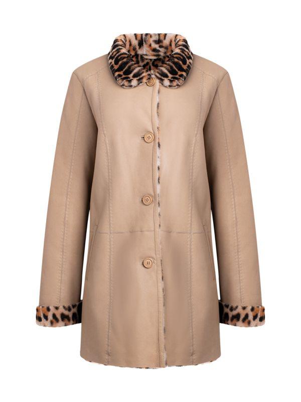 WOLFIE FURS Made For Generations™ Leopard-Print Reversible Sheepskin Shearling Coat