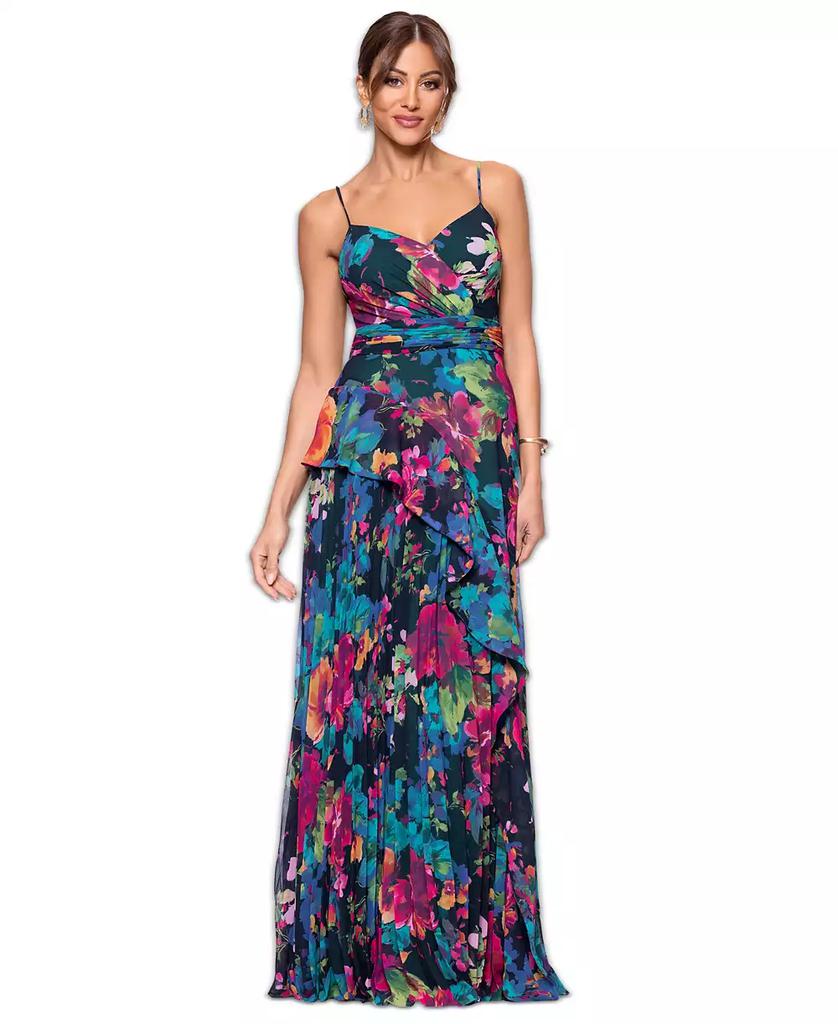 XSCAPE Women's Floral-Print Sweetheart-Neck Gown