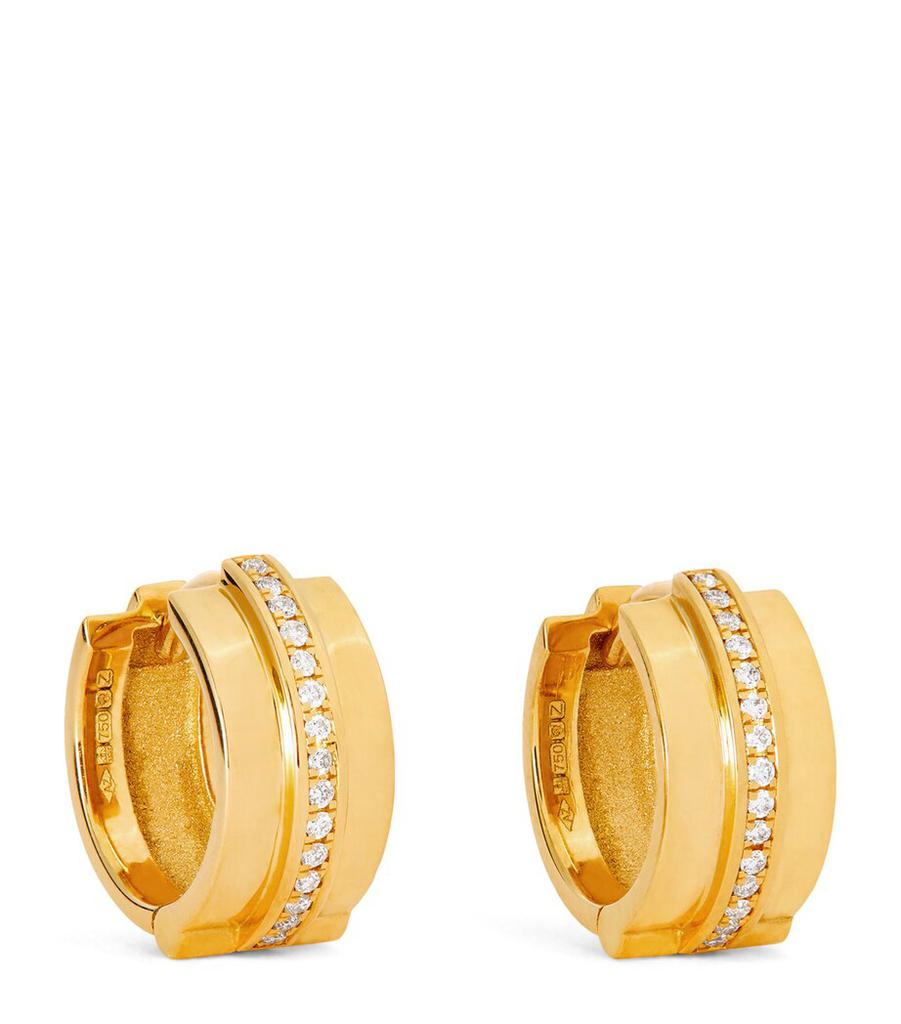 Azlee Yellow Gold and Diamond Staircase 3-Tier Huggie Earrings