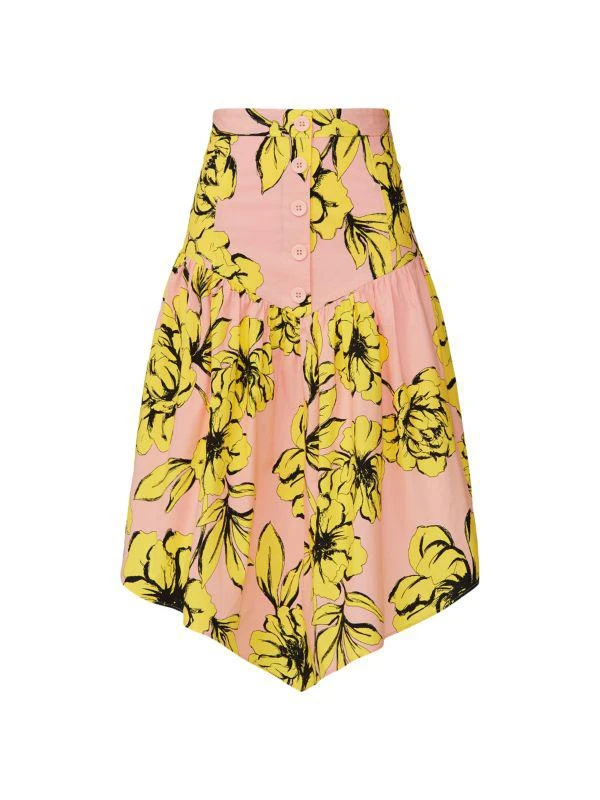 MARISSA WEBB Peony Floral Asymmetric Midi Skirt 5
