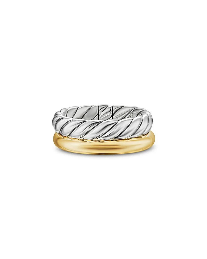 David Yurman DY Mercer Two Row Ring in Sterling Silver with 18K Yellow Gold, 8mm 1