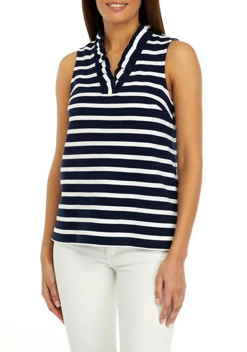 Crown & Ivy™ Ivy Womens Sleeveless Knit Ruffle Neck Top 1