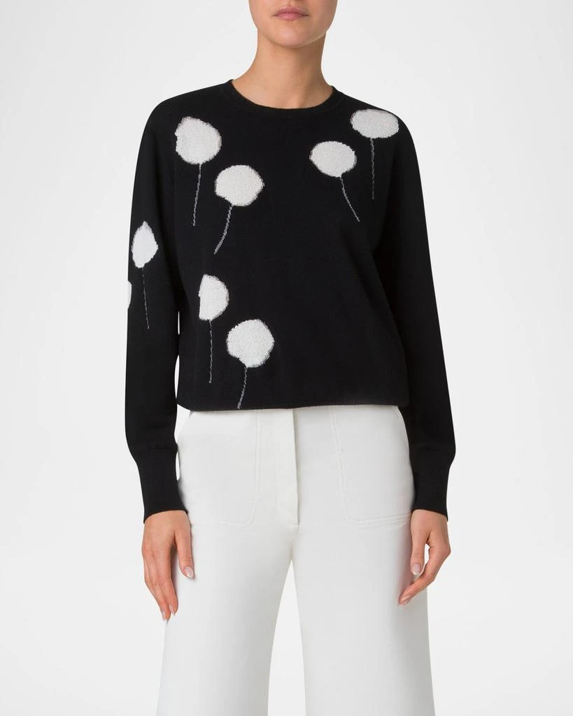 Akris Windflower Cashmere-Cotton Crewneck Sweater 4