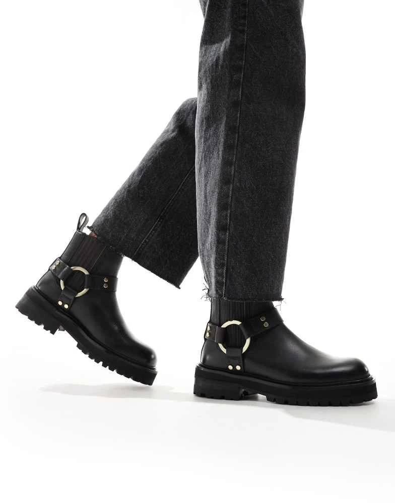 ALL SAINTS AllSaints Maddie leather harness biker boots in black 1