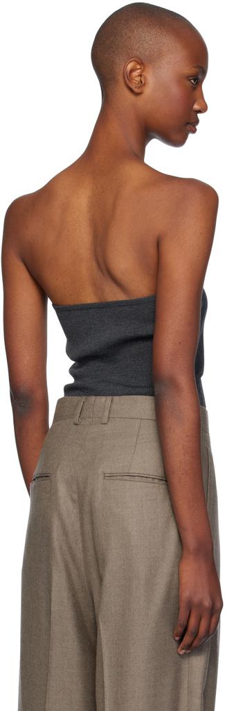 Gray Super Fine Wool High Gauge Rib Knit Bandeau Top – On Sale Now