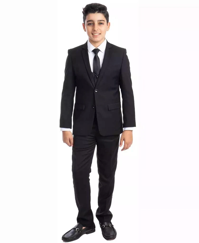 Perry Ellis Toddler Boy's 5-Piece Shirt, Tie, Jacket, Vest and Pants Solid Suit Set 1