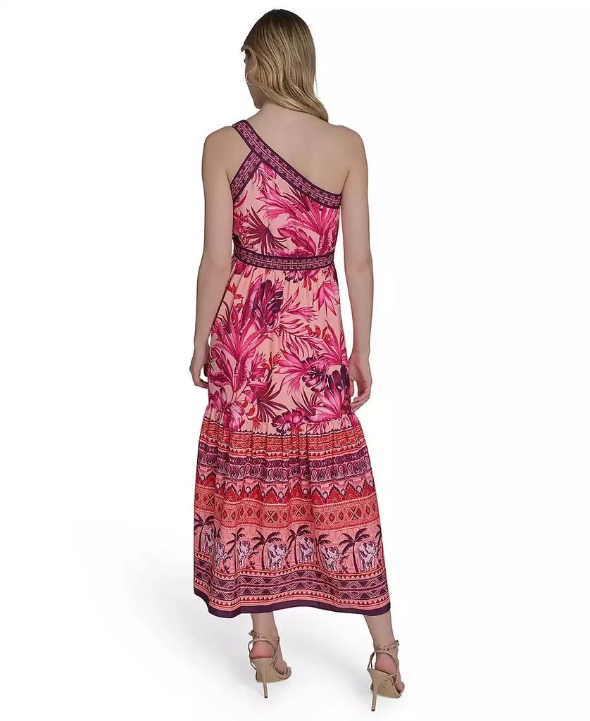 Eliza J Women's Mixed-Print One-Shoulder Tiered Midi Dress 4