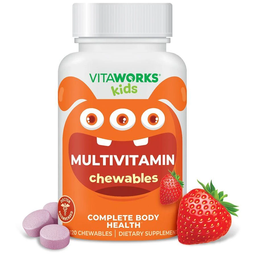 VitaWorks Kids Multivitamin + Iron Complete Body Health Chewables Mixed Berry 1