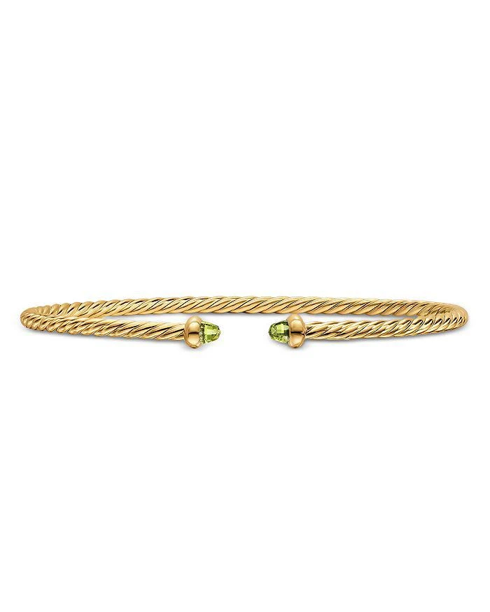 David Yurman Micro Cablespira® Flex Bracelet in 18K Yellow Gold with Peridot, 2.6mm