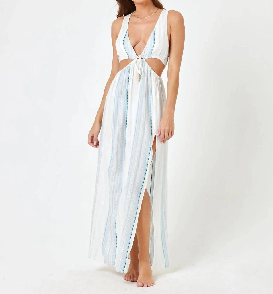 english factory sleeveless square-neck a-line mini dress Green & Baby Blue Embroidered Lucy Mini Dress