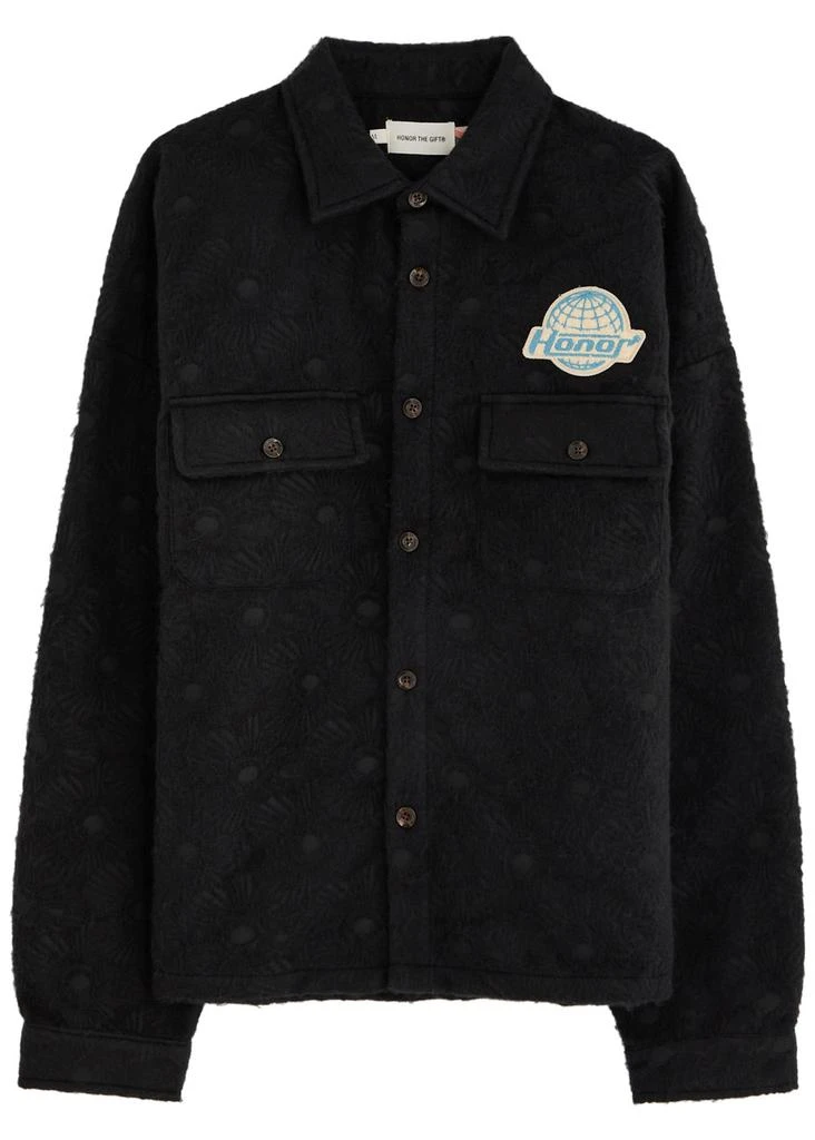 HONOR THE GIFT Floral jacquard brushed-knit overshirt 1