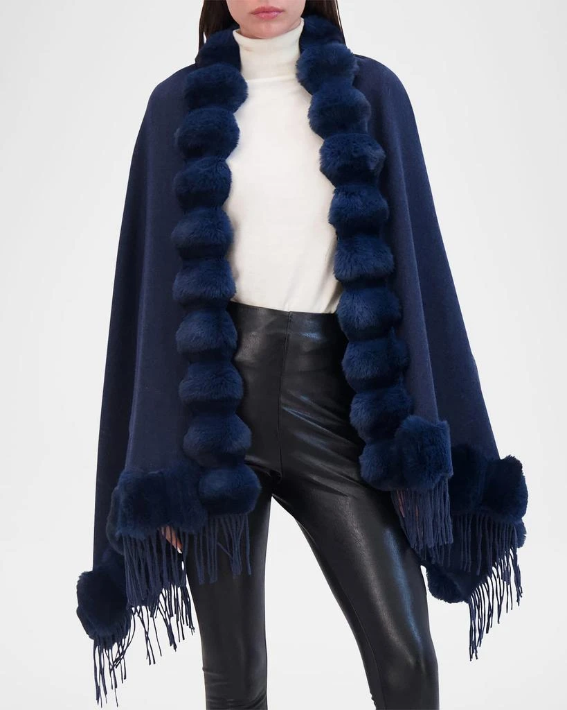 Theia Cashmere Blend Cape W/ Chinchilla-Like Trim 4