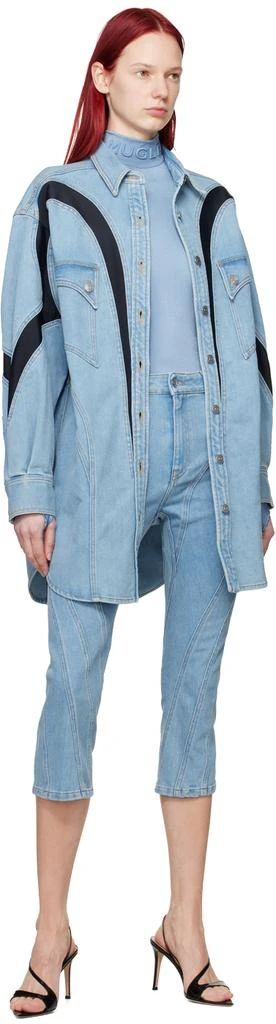 Mugler Blue Paneled Denim Shirt 4