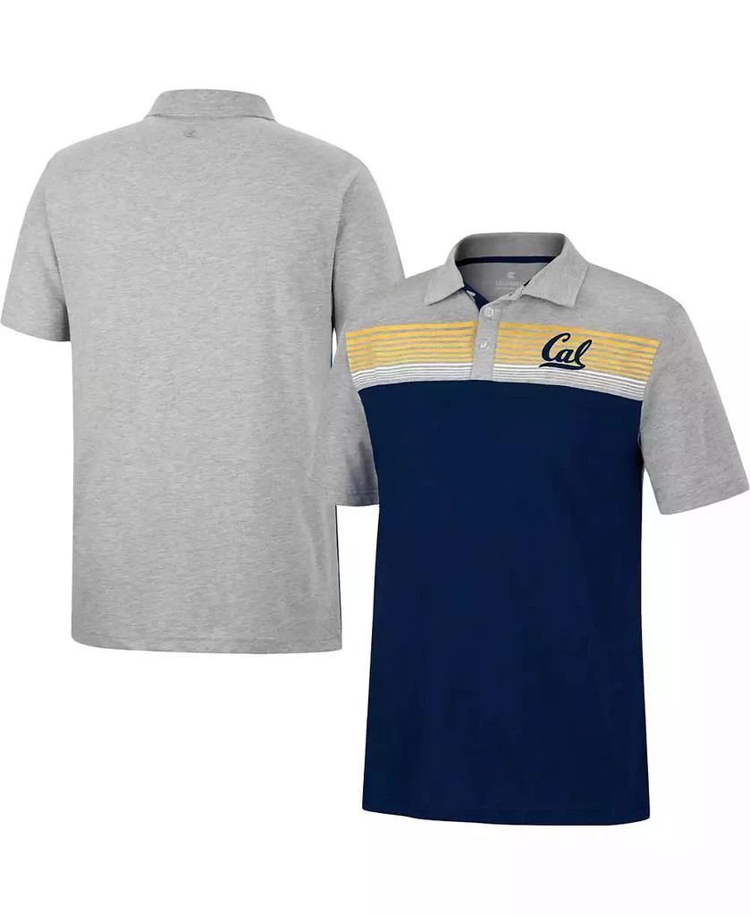 Colosseum Men's Navy, Heathered Gray Cal Bears Caddie Polo Shirt 1