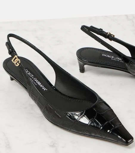 Dolce 
Gabbana Croc-effect patent leather slingback pumps 5