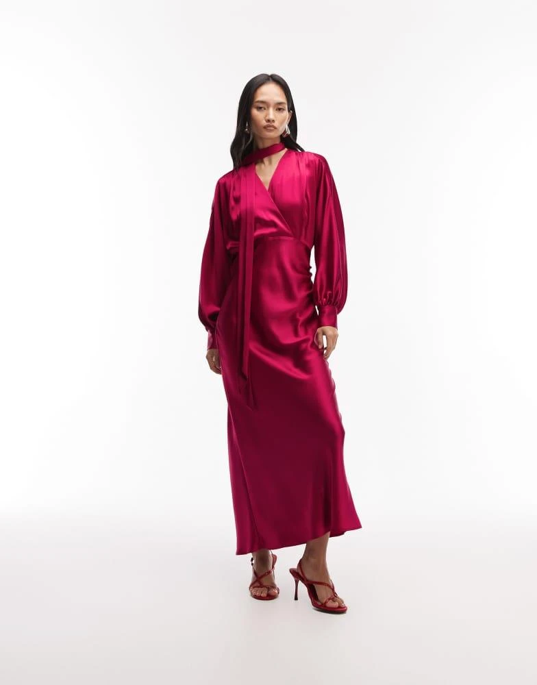 knee length dresses for ladies Raspberry Faviana Long Satin Formal Dress