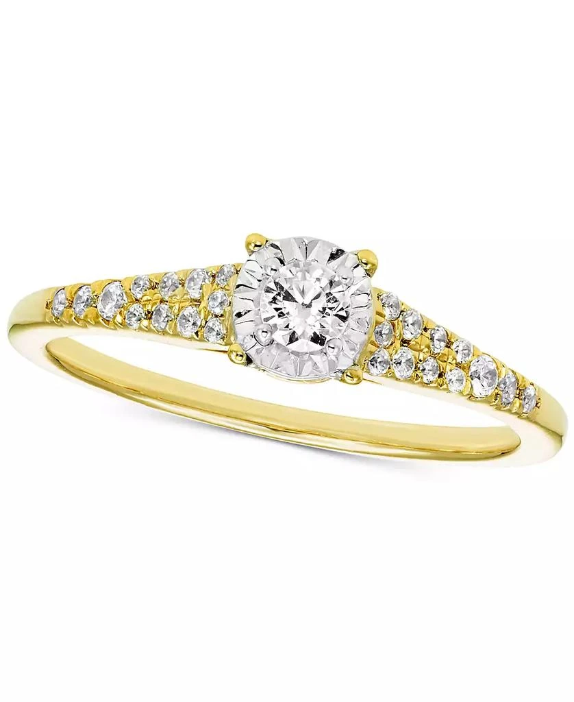 Macy's Diamond Pavé Tapered Engagement Ring (1/4 ct. t.w.) in 14k Gold ...