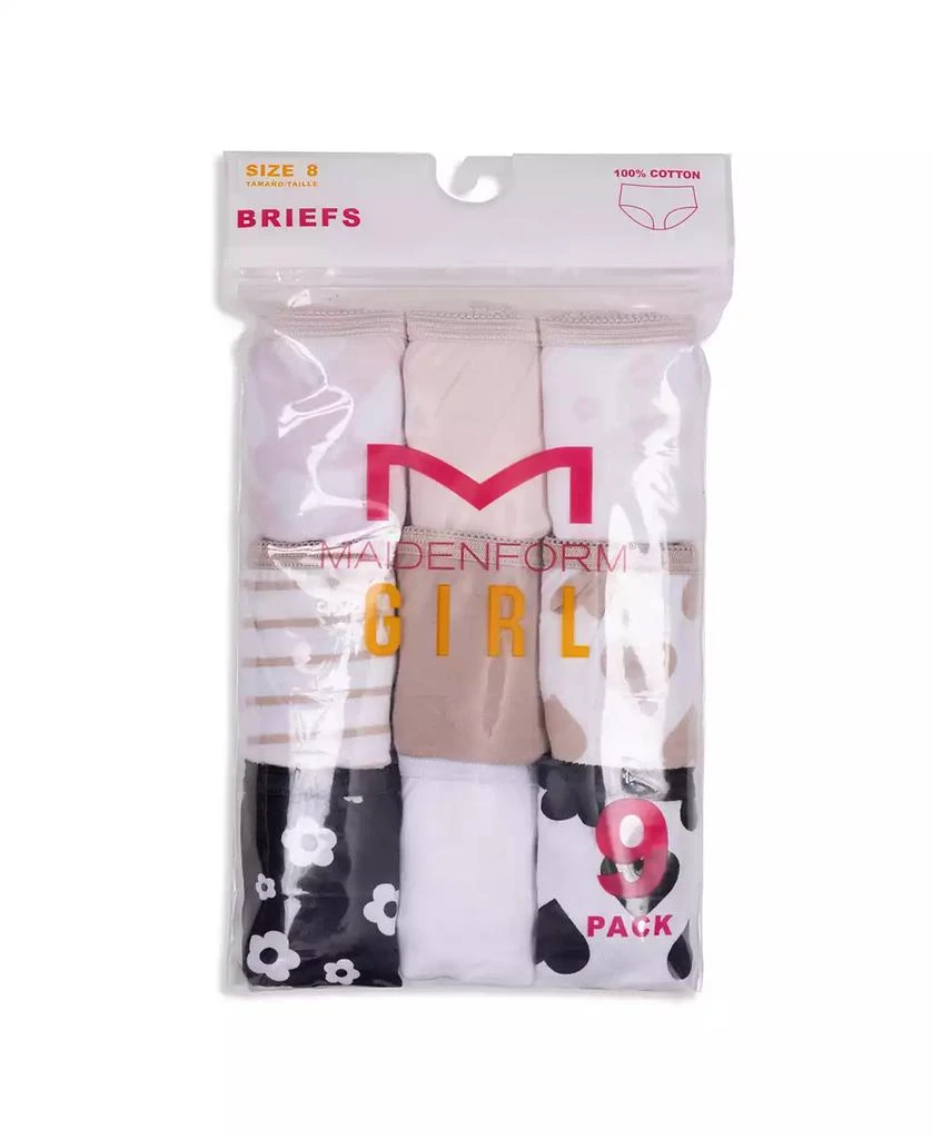 Maidenform Little & Big Girls Graphic Basics Brief Underwear, Pack of 9 3