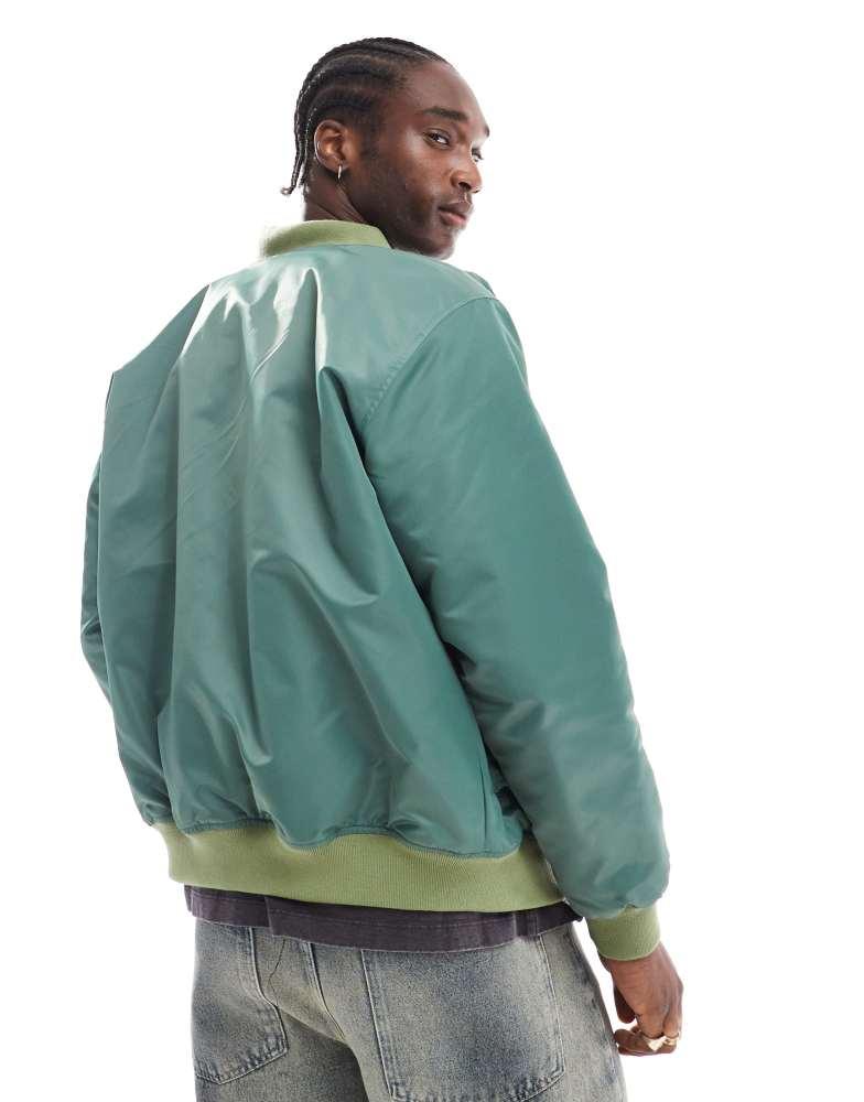 Shop Vans copley bomber jacket in dark green on Sale at