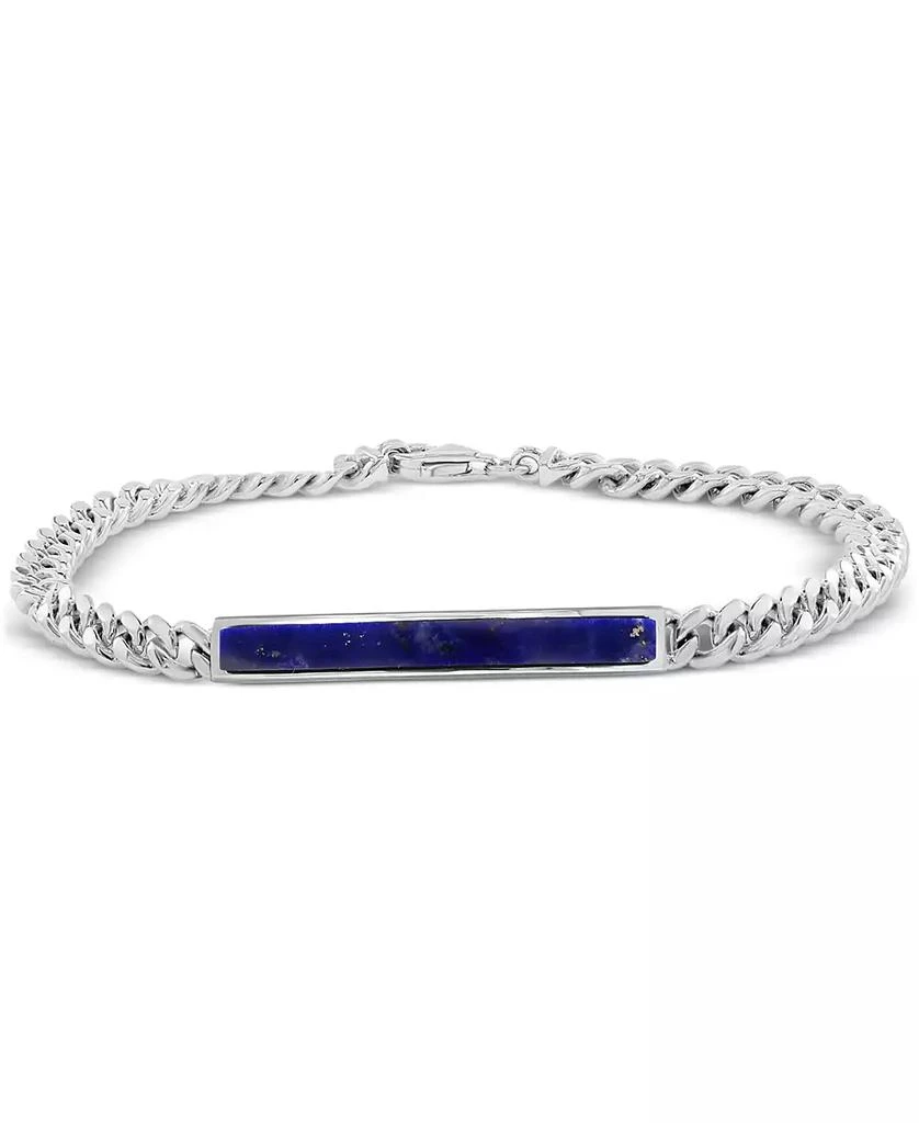 Effy EFFY® Men's Lapis Lazuli Bar Curb Link Bracelet in Sterling Silver 1