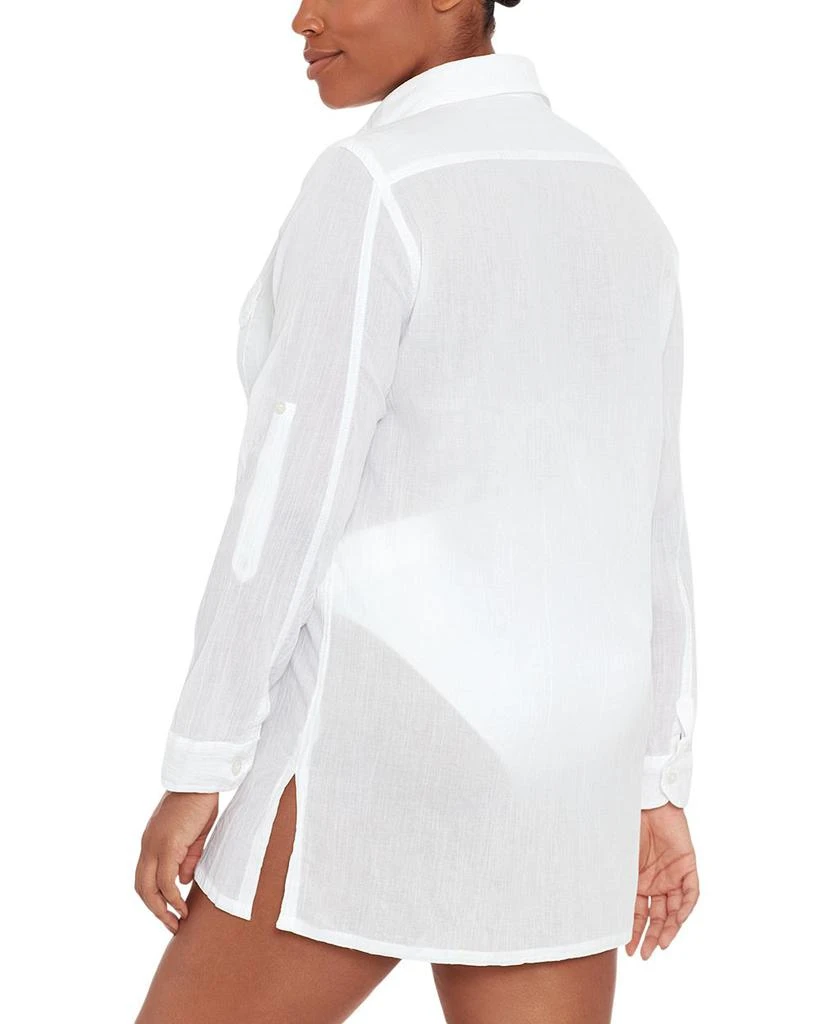 Ralph Lauren Crushed Cotton Camp Shirt Swim Cover-Up 5