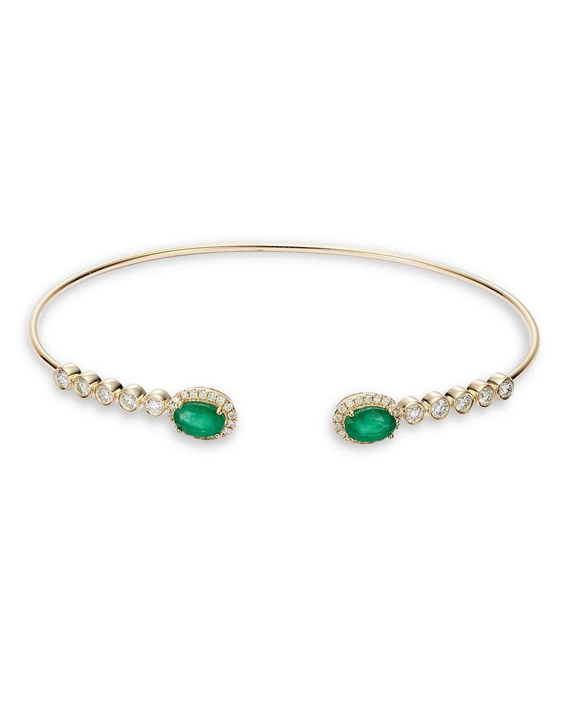 Bloomingdale's Emerald & Diamond Cuff Bangle Bracelet in 14K Yellow Gold 3