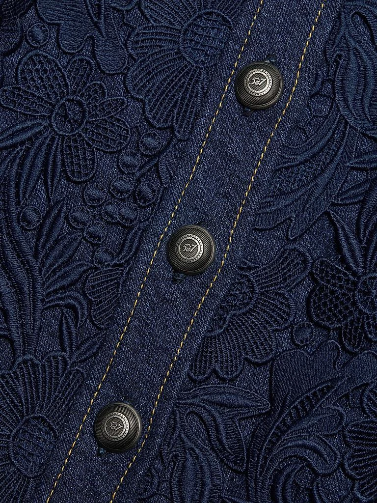 Cinq à Sept Ronin Denim Lace Peplum Blouse 7