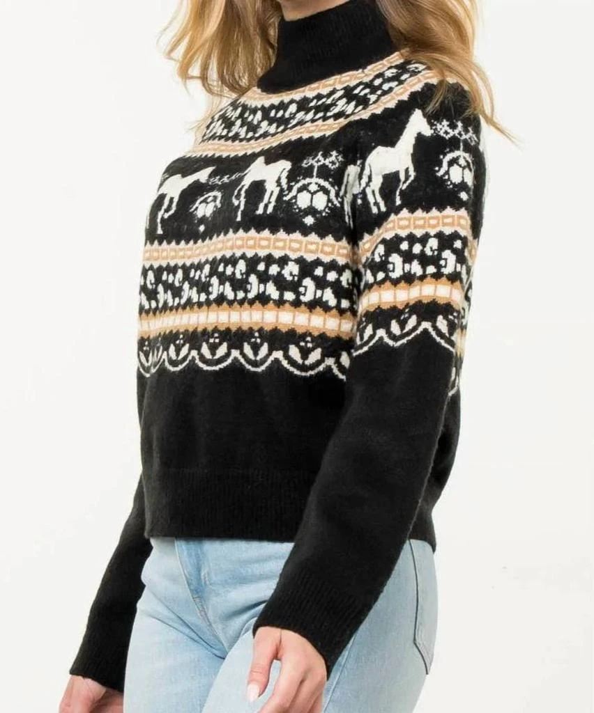 THML Horse Fair Isle Sweater In Black 2
