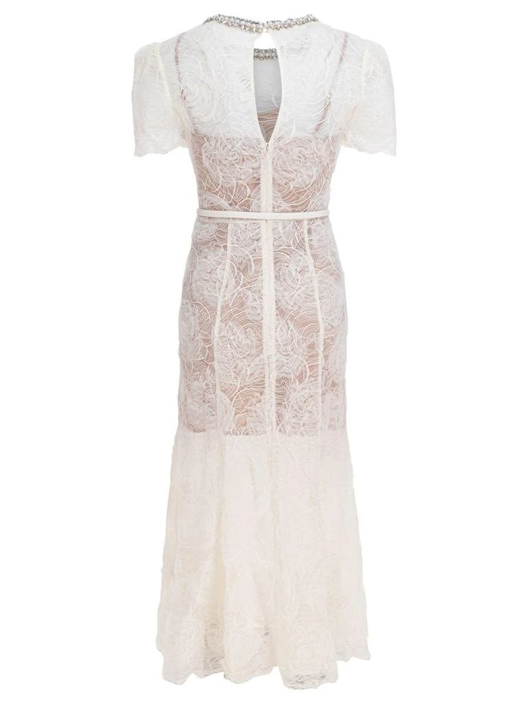chinese dress ladies Cream Tulle Lace Midi Dress  self-portrait-US