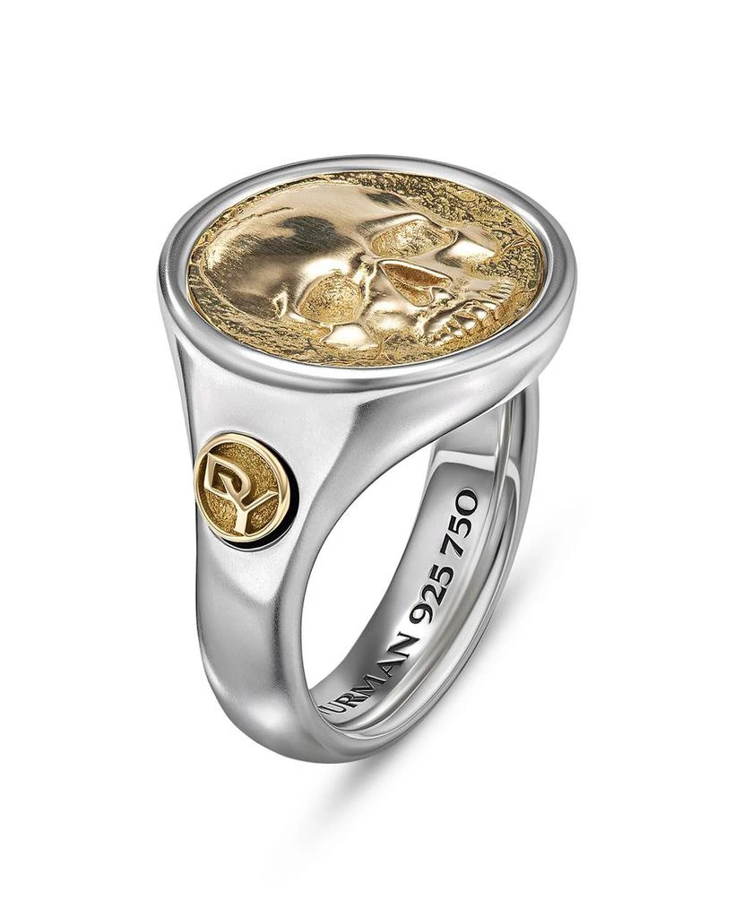 David Yurman Men's Life & Death Duality Signet Ring in Sterling Silver with 18K Yellow Gold 1